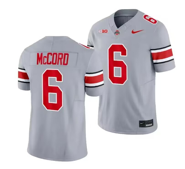 Men's Ohio State Buckeyes #6 Kyle McCord Gray 2023 F.U.S.E Limited Stitched Jersey